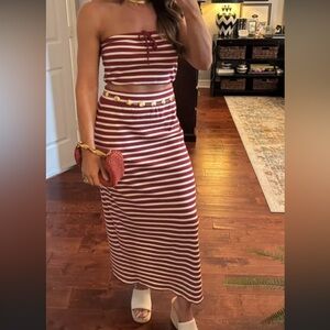 SET Aerie Striped Red and White Women's skirt set
